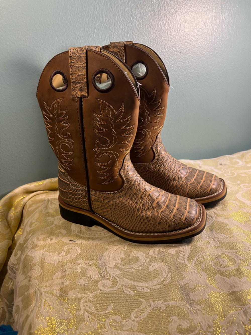 Cody James Little Boys' Gator Print Western Boots Broad Toe 3871C  Brown 11.5D